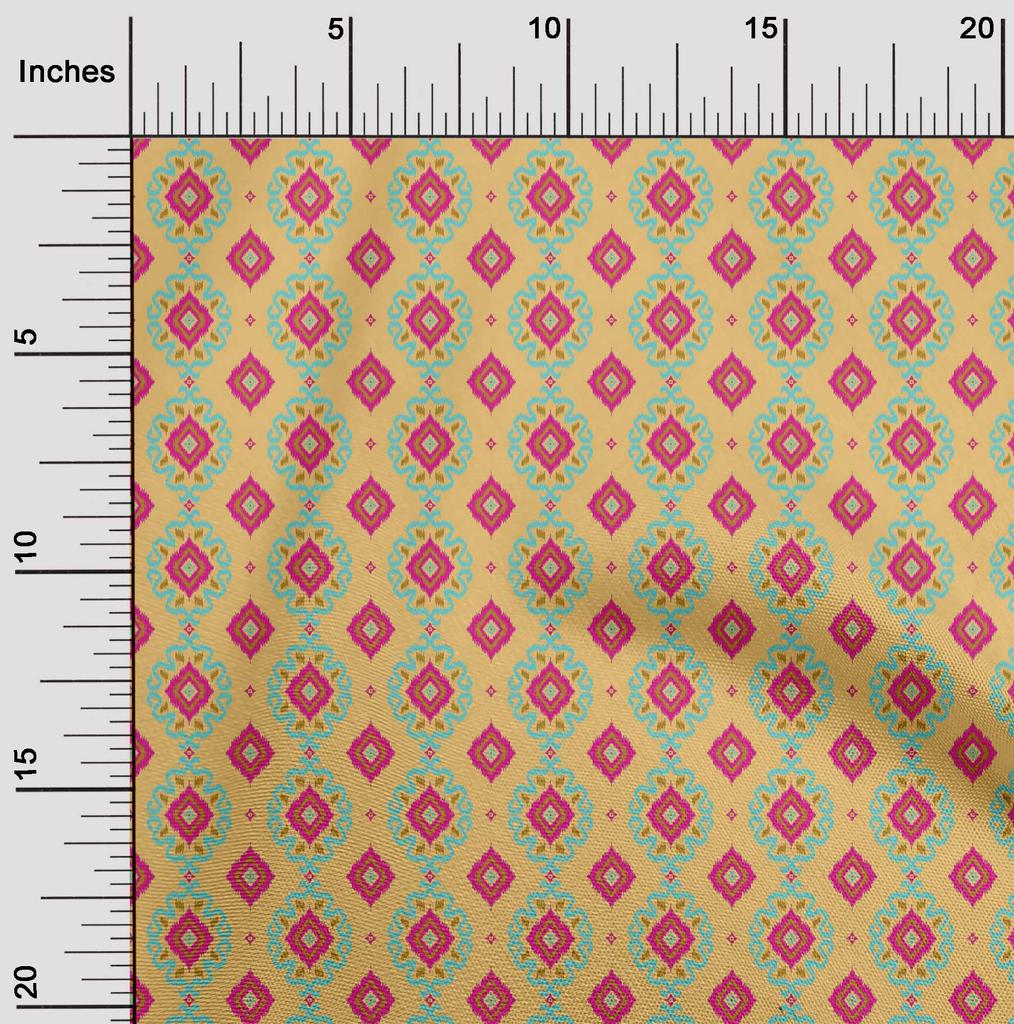 oneOone Cotton Flex Fabric Diamond & Swirl Ikat Print Fabric BTY 40 Inch