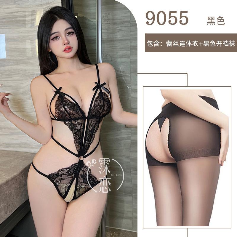 Sexy Lingerie Lace Hot Three-point Sexy One-piece Lingerie Temptation Hollow Open Gear Free Uniform