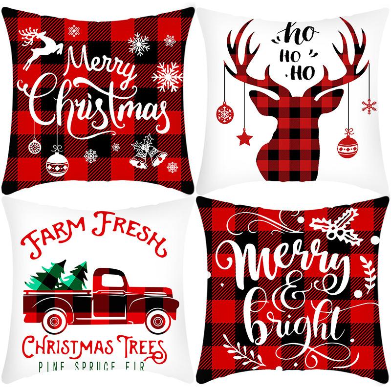 New Christmas Pillowcase Christmas Ball Print Elk Home Decoration Holiday Pillowcase