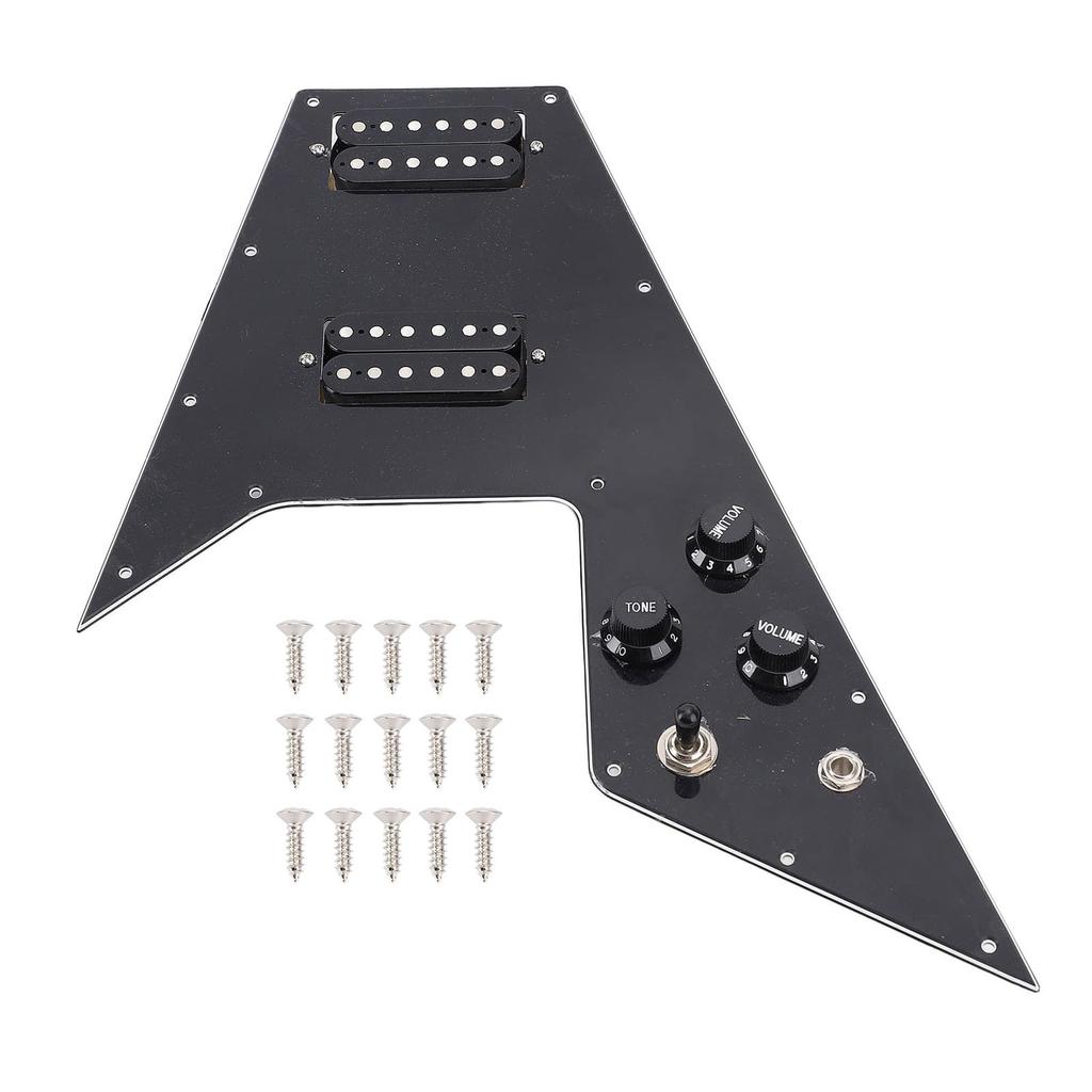 Sorandy Loaded Wiring Pickguard Set for Flying V Electric Guitar 2-Coil Split Mini Humbucker 12 Side Screw Holes