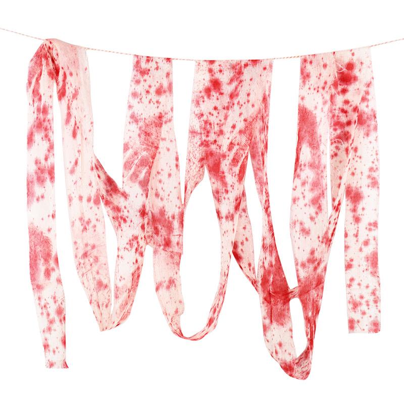 3/5M Halloween Artificial Blood Bandage Cloth Creepy Gauze Spooky Party Venue Props Warning Belt Secret Room Haunted House Decor