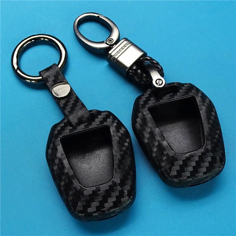 1 Piece Carbon Fiber Silicone Keychain Car Key Case for Isuzu DMAX D-MAX Mu-x 2.5 2 Buttons Car Key Cover