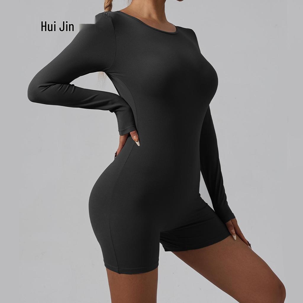 Women's Butt-Lifting Nude Yoga Suit - Slimming, Sleeveless, One-Piece Shorts