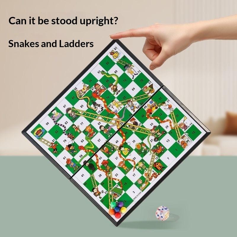 {MAX-66} Desktop Foldable Snake Ladder Board And Game Family Chessboard Portable