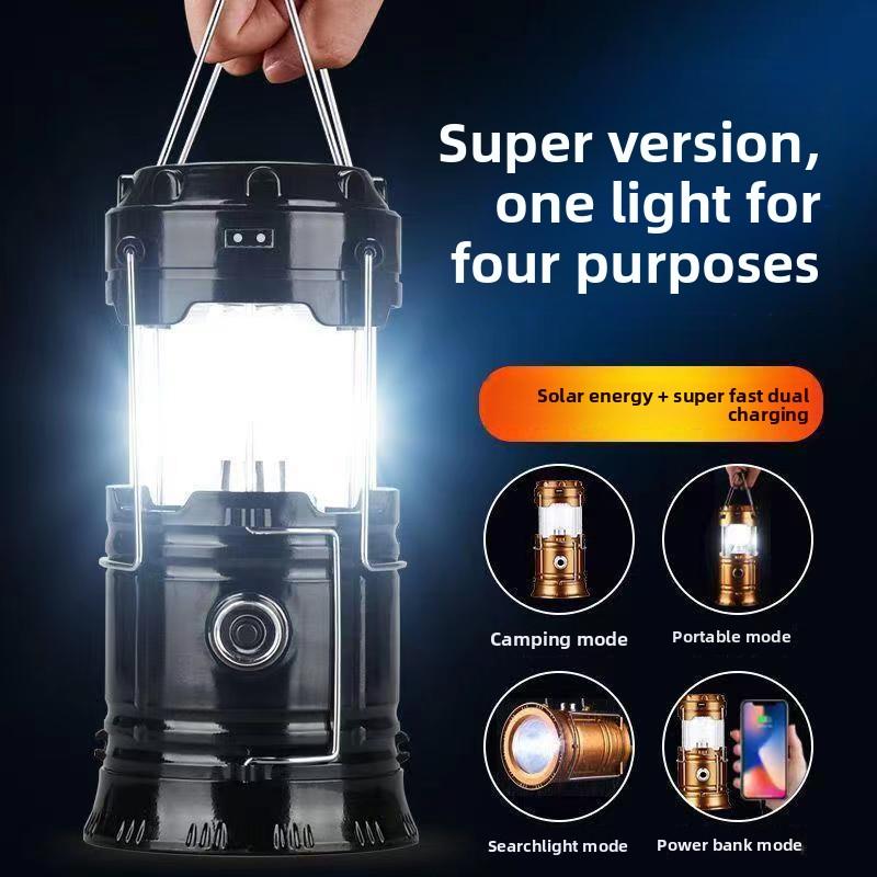 Solar-powered Horse Lantern Rechargeable Camping Emergency Lighting Ultra-bright Tent Light Night Market Stall Hanging Light