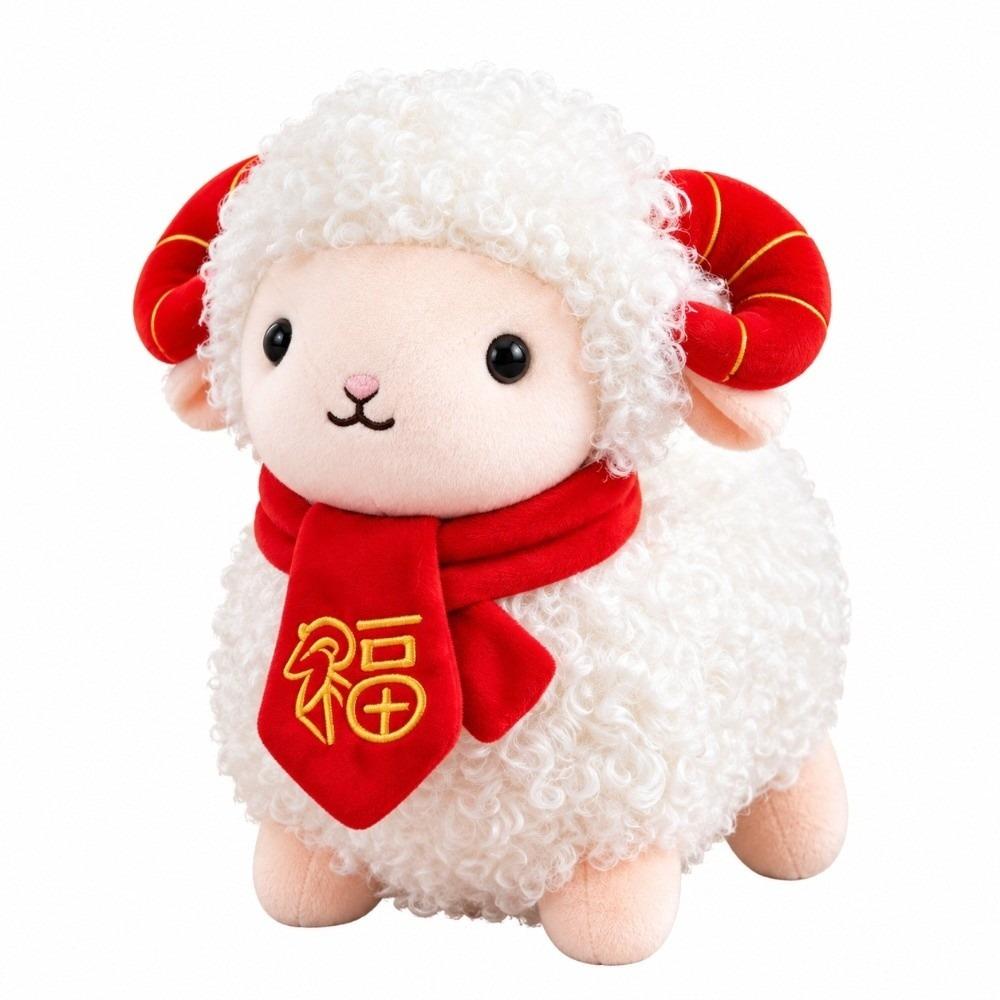 Soft Plush Mascot Doll Cotton Stuffed Animal Cute Year of the Sheep Mascot Spring Festival