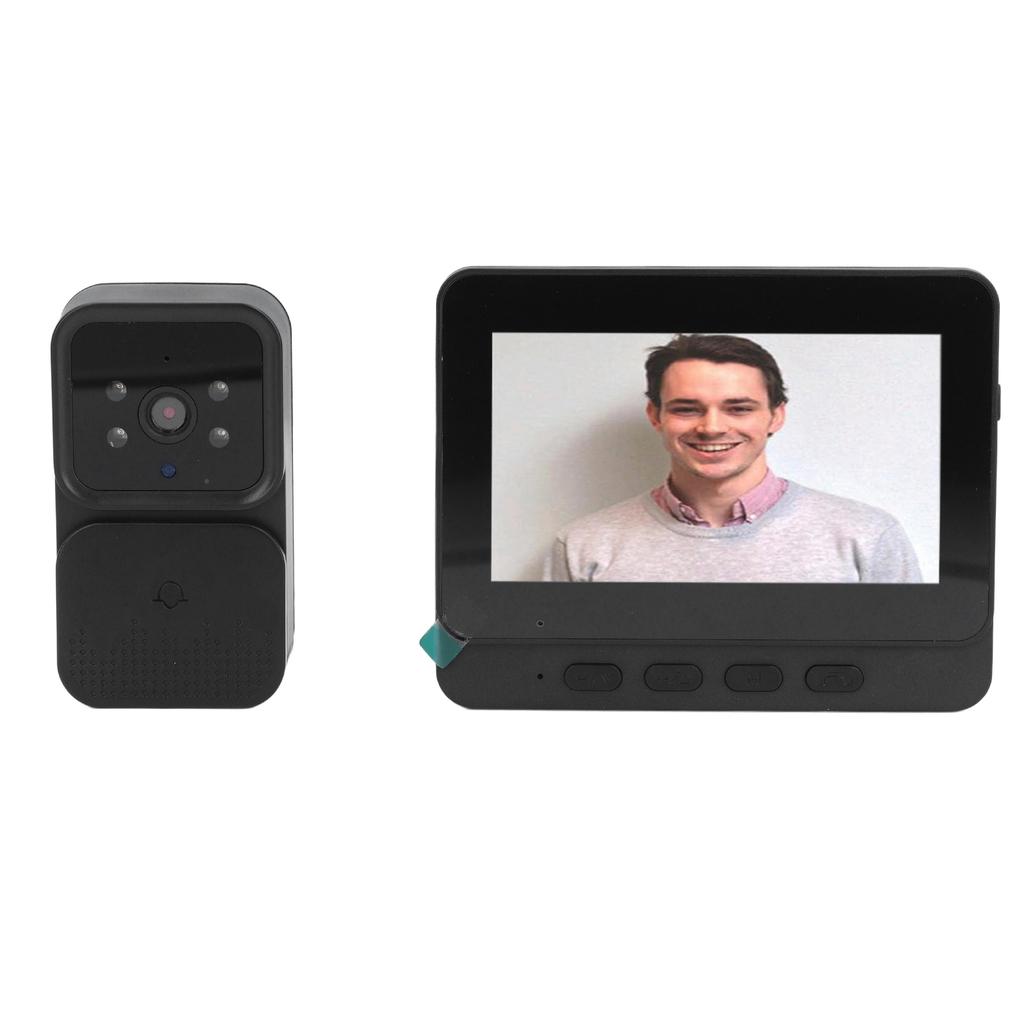 Wireless Video Doorbell 4.3in Stable Connection 2 Way Intercom Video Doorbell for Home Indoor