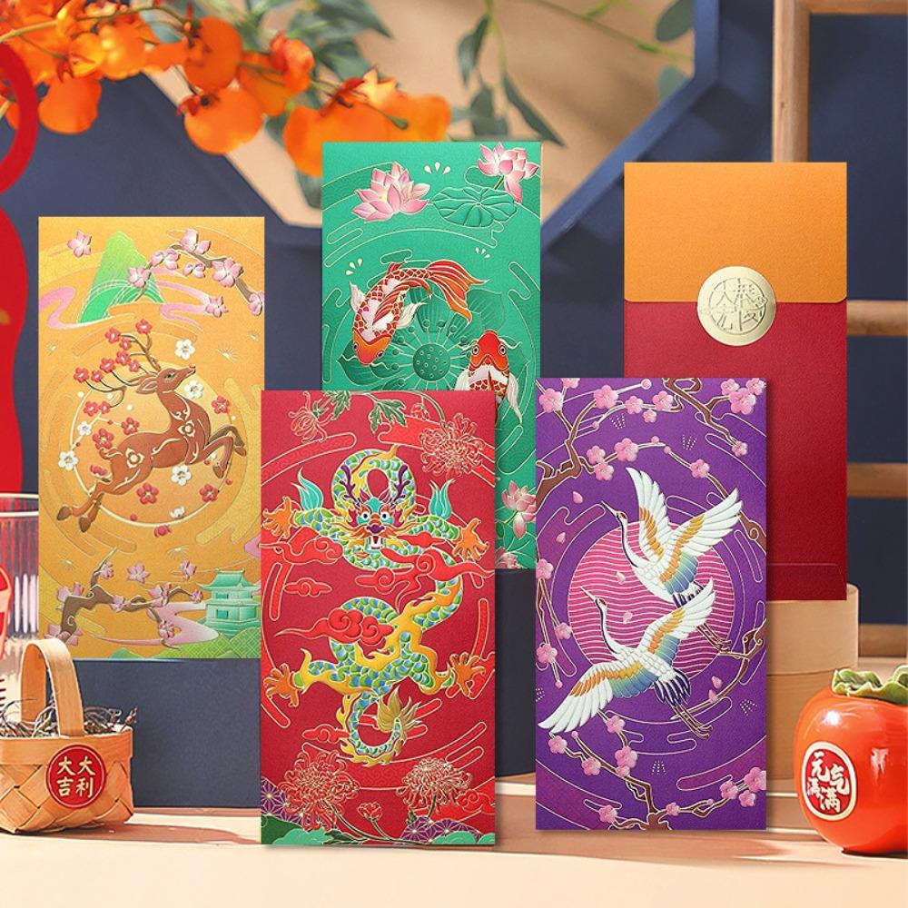 Embossed Chinese New Year red envelopes Solid HongBao Cartoon Lucky Money Bag  Kids