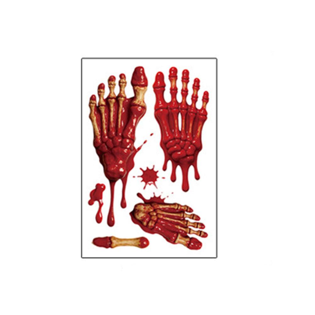Halloween Bloody Footprints Clings Set 10PCS with Zombie Handprint Decals for Scary Event and Party Decoration