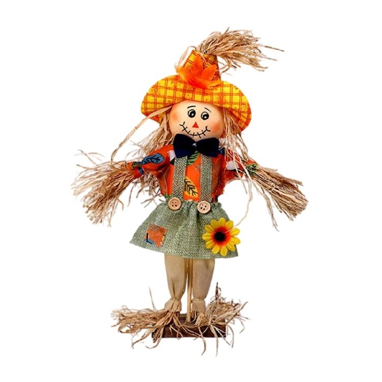 

Decorative Weather Resistant Witch Scarecrow Statue Seasonal Straw Craft Halloween Ornament for Indoor Outdoor Use жовтий