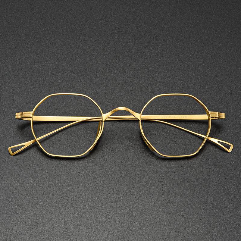 High Quality Pure Titanium Fashion Polygon Small Frame For Men Anti Blue Light Reading Glasses Prescription Myopia Eyewear +1.25