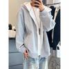 Mens White Grey Hooded Sweatshirt Loose Fit Casual Streetwear