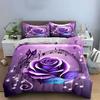 Elegant Purple Rose Musical Set  Kid'S And Adults' Bedroom Decor, Exquisite Three-Piece Bedding Set Gift