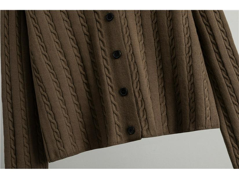 Women's Autumn/Winter Knit Cardigan & Skirt Set: Slim Fit, Hip-Hugging, Trendy Two-Piece.