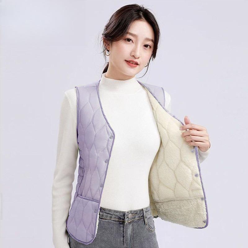 Autumn and Winter Down Cotton Vest Women Thickened Slim and Thin Inner Wear Large Size Short Vest