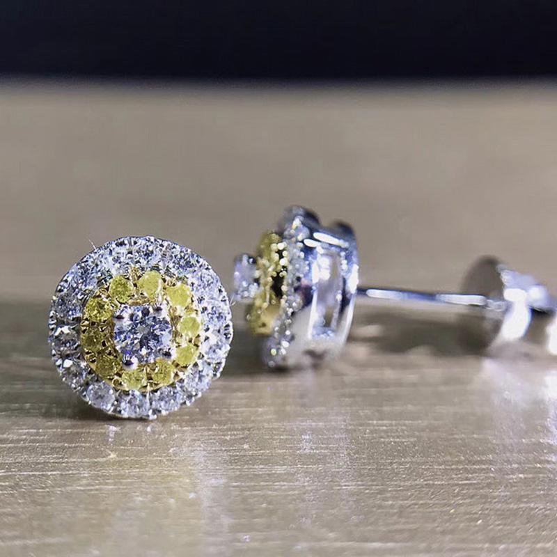

Huitan Fancy Yellow Cubic Zirconia Earrings Ear Piercing Fashion Contracted Women s Stud Earrings Gift for Teens Luxury Zircon