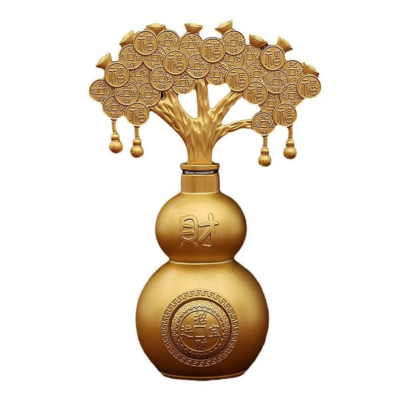 Fortune Money Tree: Metal Gourd Ornament for Wealth and Blessings