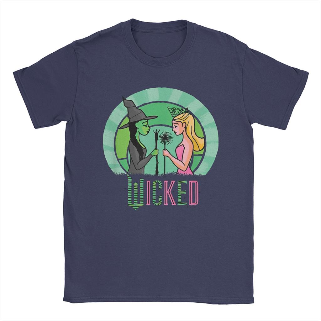 Wicked Glinda & Elphaba Sketched T Shirts Men 100% Cotton Cool T-Shirt Round Collar Movie Tee Short Sleeve Clothing Plus Size