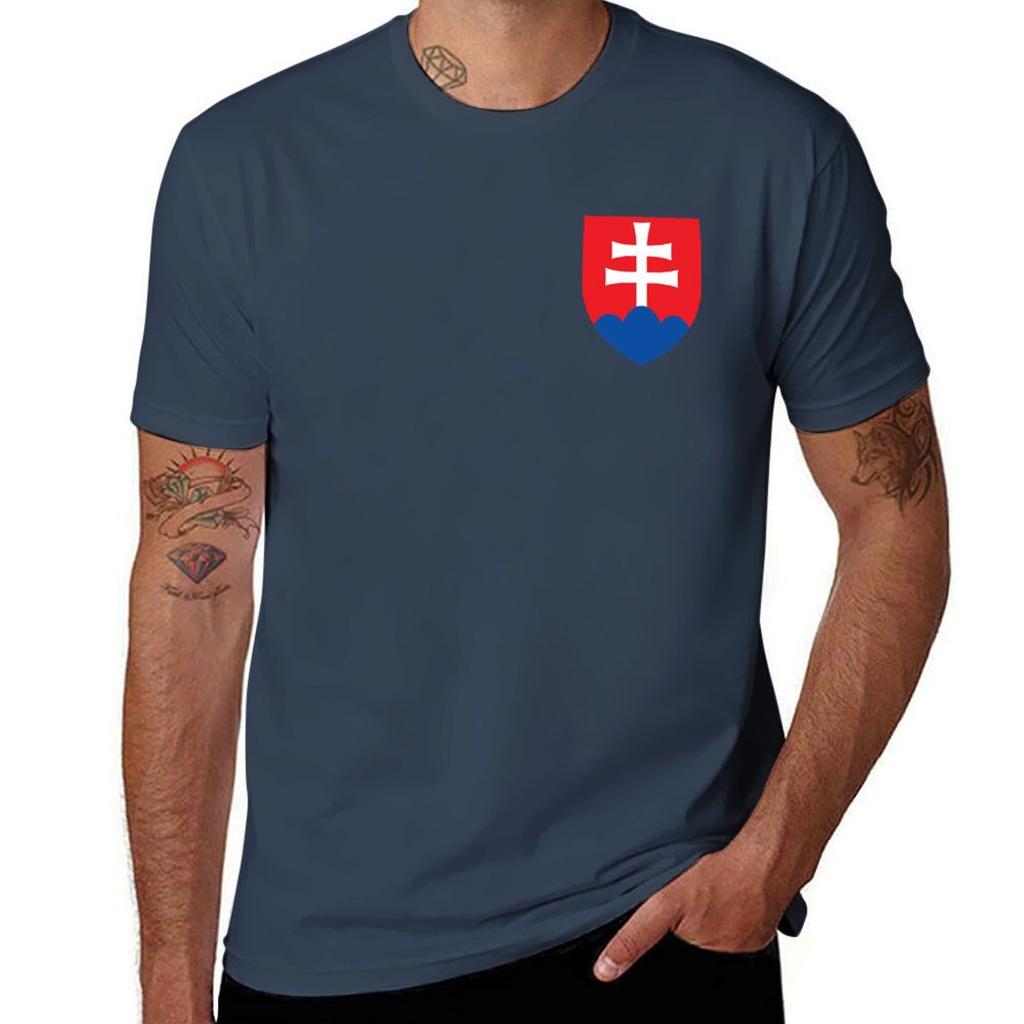 Slowakei Wappen T-Shirt Basic Einfarbige Kurzarm T-Shirts