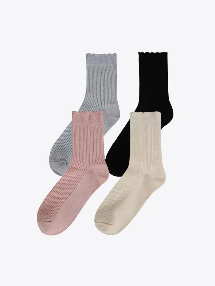 Pastel-colored Ribbed Wrinkle Socks (HPAO5EA628 RE) HPAO5FA628