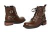 Women's Retro Thick-Sole Round-Toe Leather Knight Boots, Chunky Heel, Plus Velvet, Western Cowboy Style, Sizes 34-47