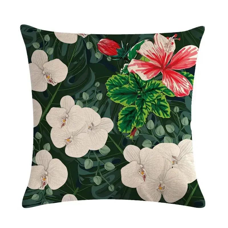 Plant Flowers Bird Linen Pillowcase Furniture Decoration Living Room Bedroom Sofa Car Cushion Pillowcase 45*45Cm