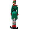 Adult Women Christmas Xmas Green Elf Top Stripe Pants Belt Hat Gloves Set Halloween Role Play Dress Up Cosplay Costume