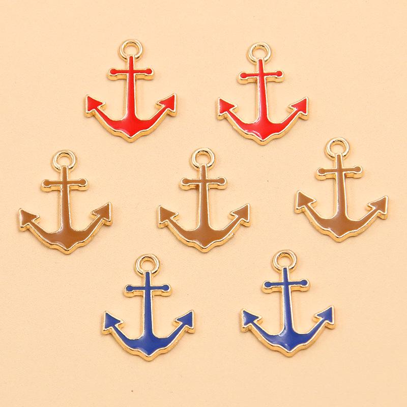 Nautical Series: 5 Alloy Enamel Pendants - Anchor, Lifebuoy, Sailboat for DIY Jewelry