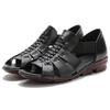 2025 Summer Shoes Women's Sandals Woman Open Toe Wedge Sandals Genuine Leather Outdoor Shoes Office Ladies Low Heeled Shoes