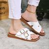 Summer New Platform Women's Slippers Foreign Trade Large Size European and American Fashion Beach Slippers Belt Buckle Cross Belt Slippers