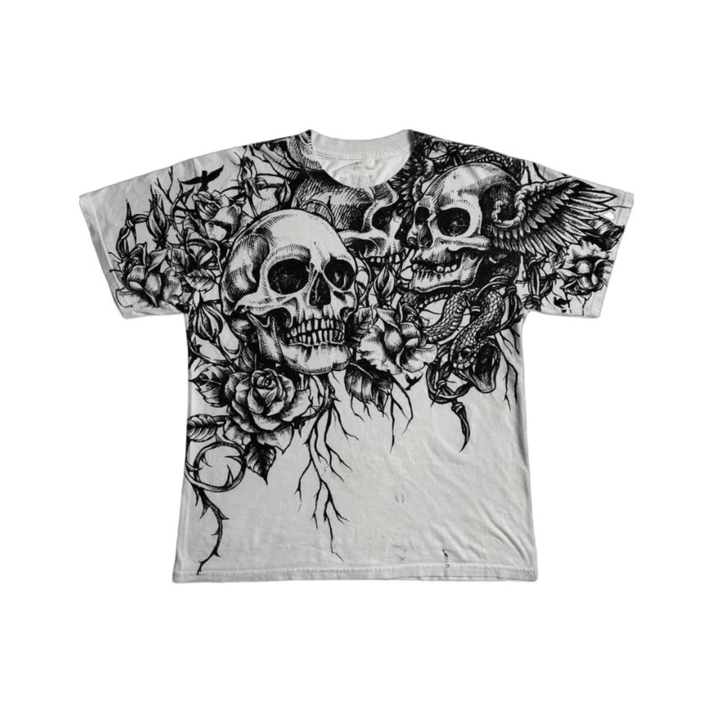 Unisex Gothic Y2K Skull Print Retro Pullover