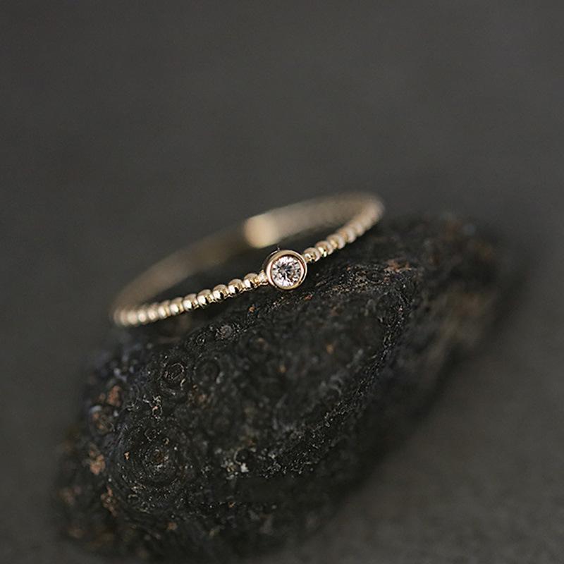 S925 Sterling Silver Adjustable Open Bean Ring with Zircon, Light Luxury Design for Women