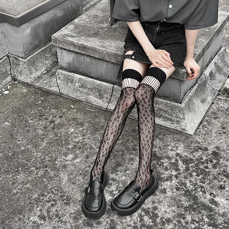 Leopard Print Women Stockings Sexy Lace Mesh Fishnet Stockings Thigh High Socks JK Lolita Knee High Socks Thigh High Stockings