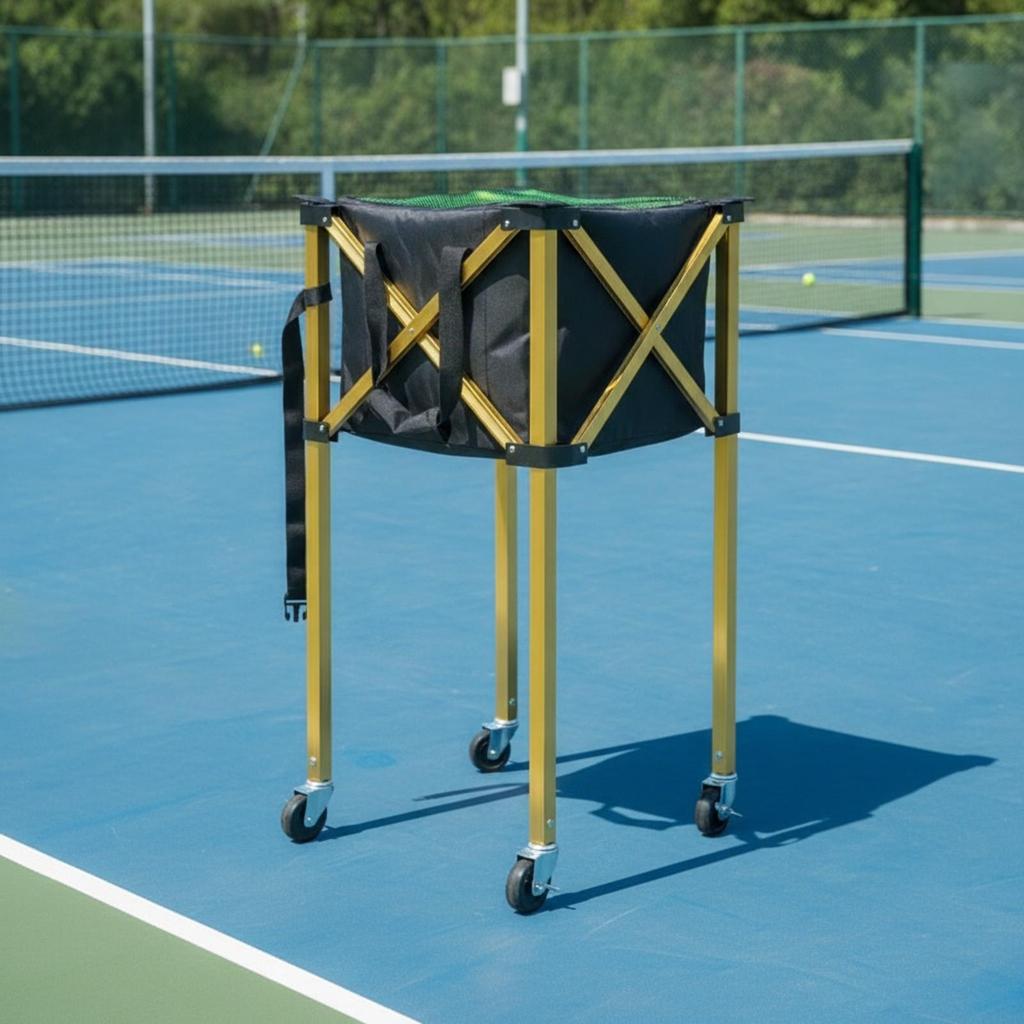Ball Basket Waterproof Foldable Tennis Cart with Wheels Space-Saving
