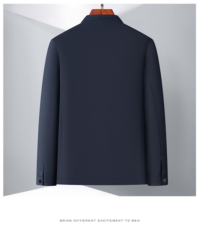 Men's Mid-Aged Business Casual Spring/Autumn Stand Collar Jacket - High-End, Short, Pure Color, Commuter Wear