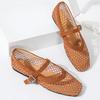 Round head fishing net grid hollow Mary Jane single shoes women go out in the summer of 2025 new foreign trade sandals breathable