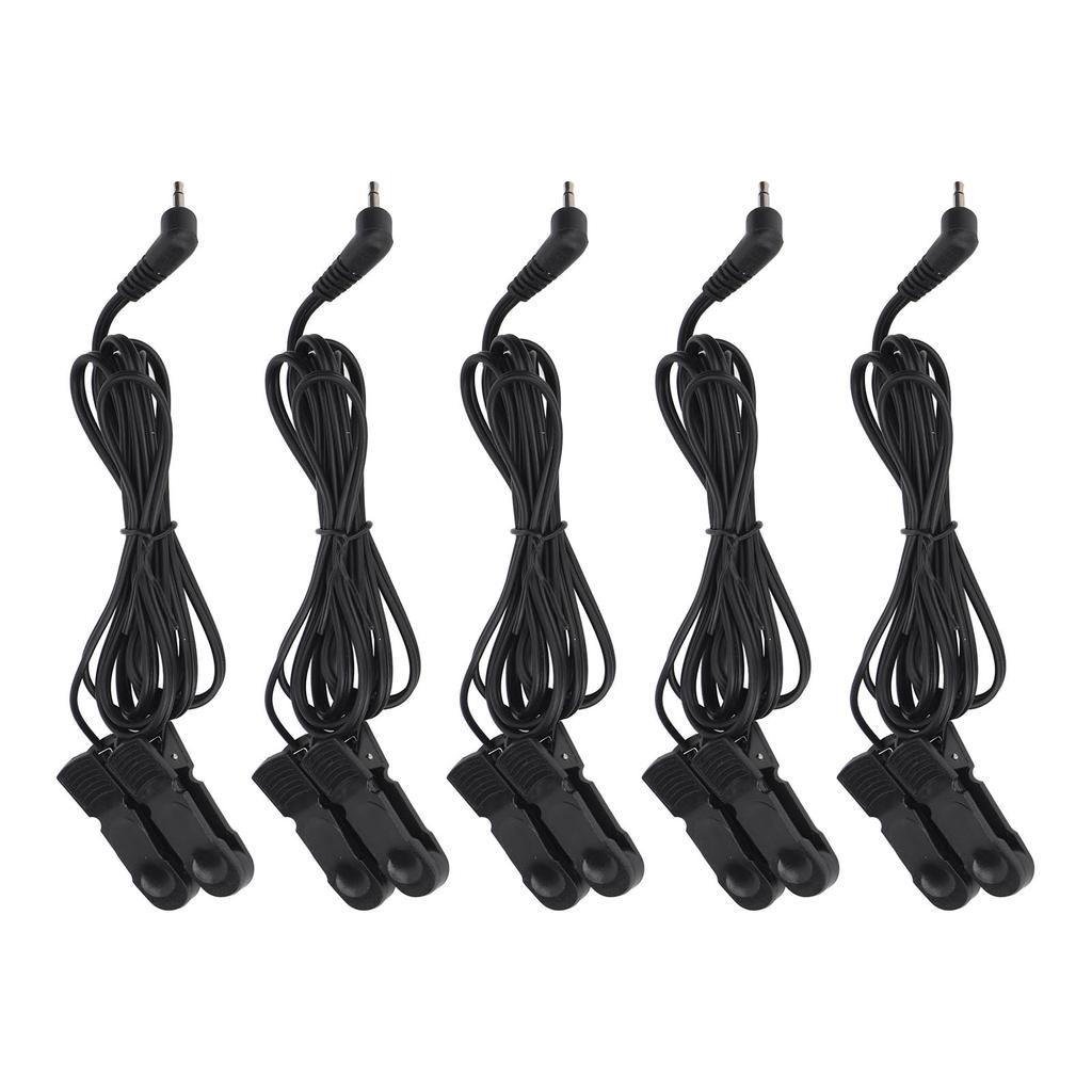 5 Stück Elektrodenkabel 2,5 mm Winkelstecker 1,2 m Länge 1 auf 2 Ohrclip Elektrodenkabel für Massagegerät