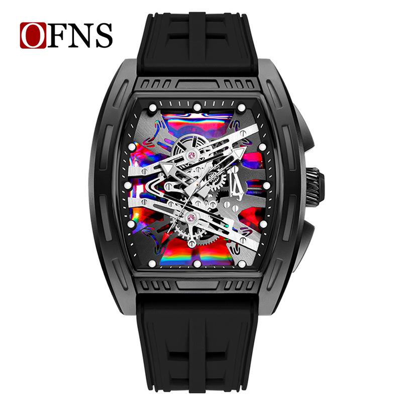 Oufanni Men s Laser Phantom Barrel Wristwatch: Waterproof, Luminous, High-Style Quartz Watch.