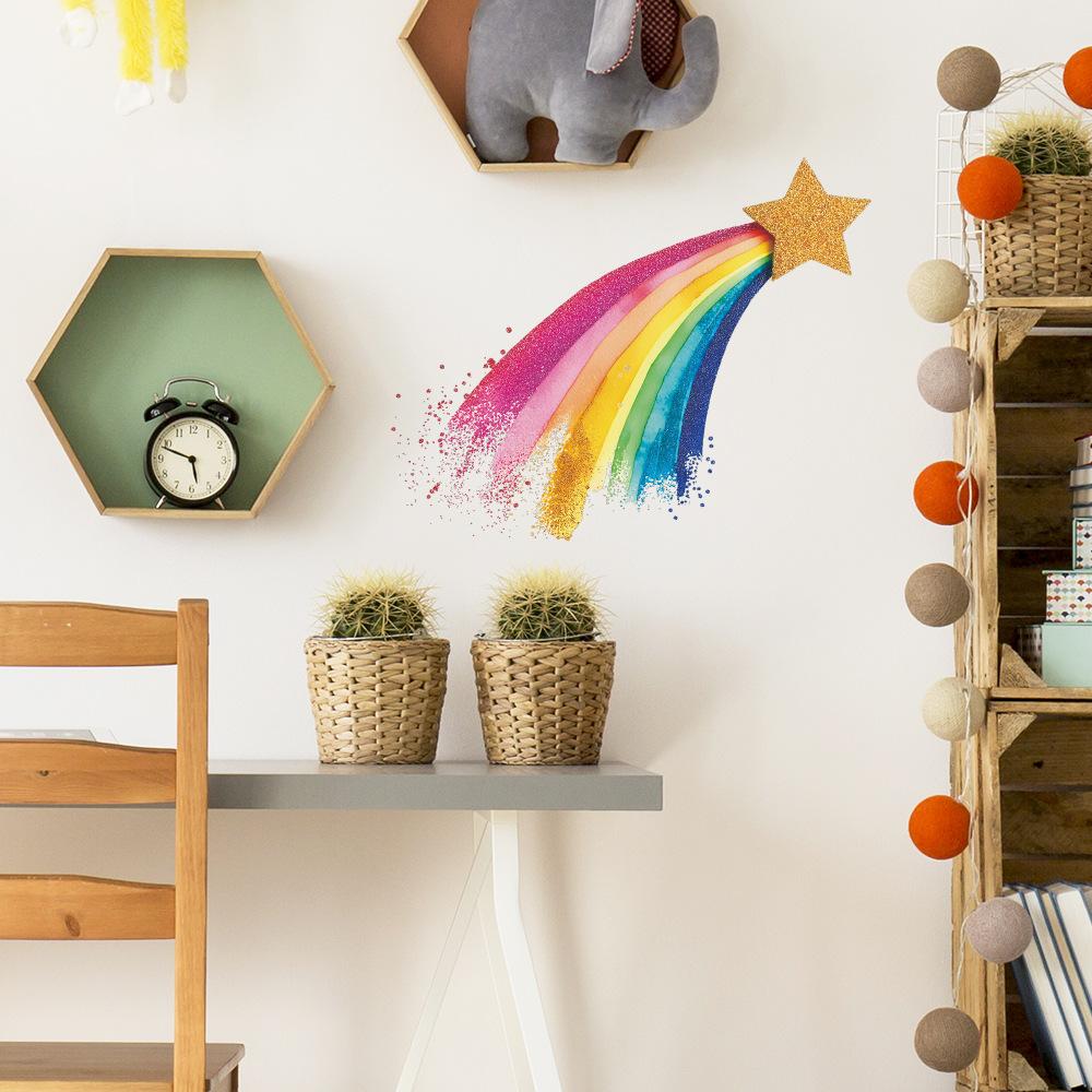 Self-adhesive Wall Stickers Star Splatter Rainbow for Kids Room Bedroom Living Room Home Decor
