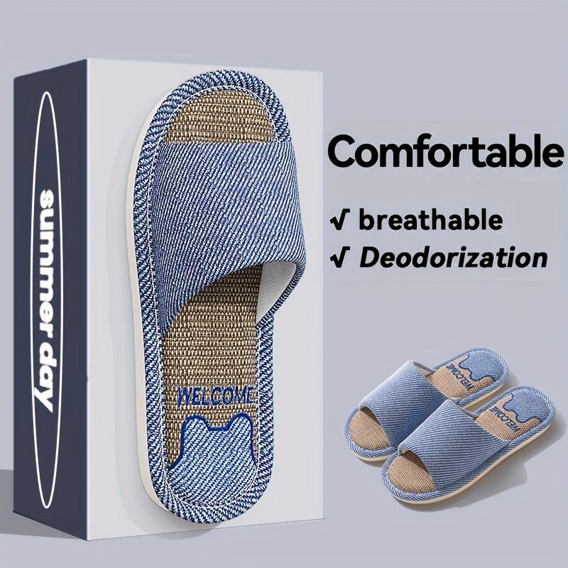 

[Льняные тапочки нового стиля] Льняные тапочки нового стиля 2025 года для мужчин и женщин | Удобные, нескользящие, влагопоглощающие, с мягкой подошвой, для домашнего использования 36-37 синий