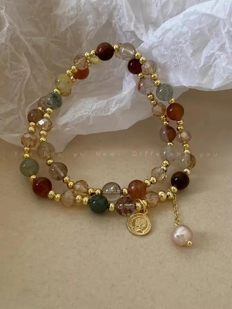 

2pcs Set Luxury Natural Stone Pearl Beaded Bracelet for Women Bohemia Charm Crystal Pendant Holiday Jewelry Beach Accessory Gift
