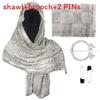 Cotton Linen Shawl With Geometric Pattern And Fringe For Casual Summer Wear