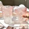 285ml/380ml Pink Beverage Cup Art Design Glacier Patterned Glass Cup Trendy Cocktail Glass Transparent Juice Tea Cold Drink Mugs