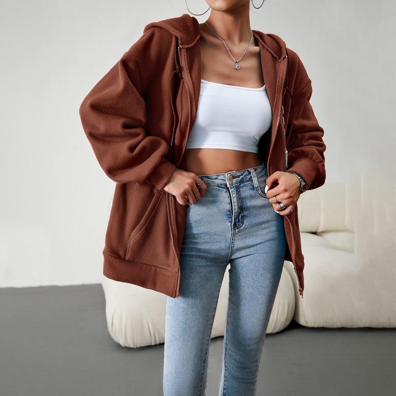 Women's 2025 Autumn and Winter Loose Casual Sweatshirt Cardigan Hooded Jacket