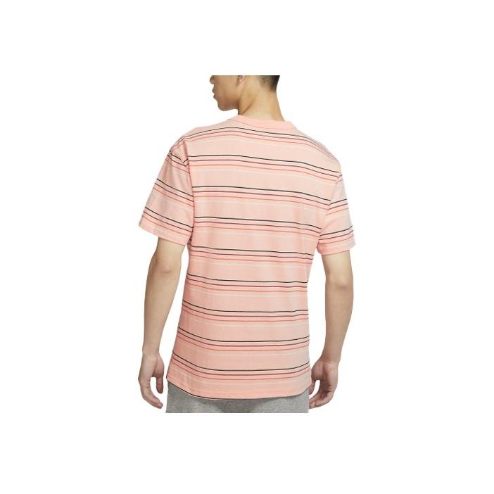 Nike Embroidered Logo Striped Loose Knit Sport Shortsleeve T-Shirt Men Tops Pink DB6532-800