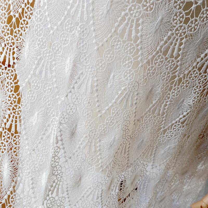 

Water-soluble lace embroidery cloth, embroidery hollow fabric, milk silk full width білий