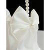 1PC Bow Faux Pearl Wedding Flower Basket - White Bow Flower Basket, Satin Flower Basket, Suitable For Wedding Party Decoration