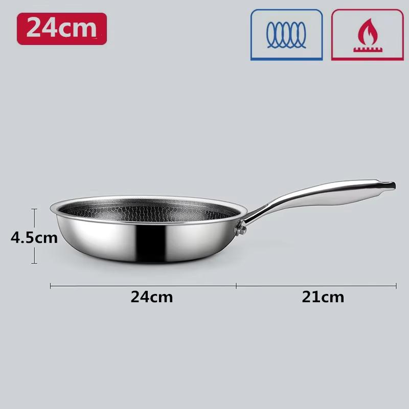 Stainless Steel Frying Pan Non Stick Frying Pan Honeycomb Skillet Kitchen Egg Steak Frying Pan Compatible with All Cooktops