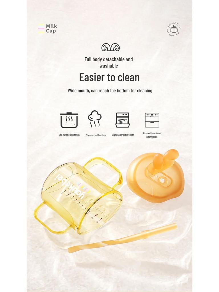 PPSU Children's Double-Handled Sippy Cup with Straw – Insulated and Heat-Resistant for Milk, Juice, and Water.
