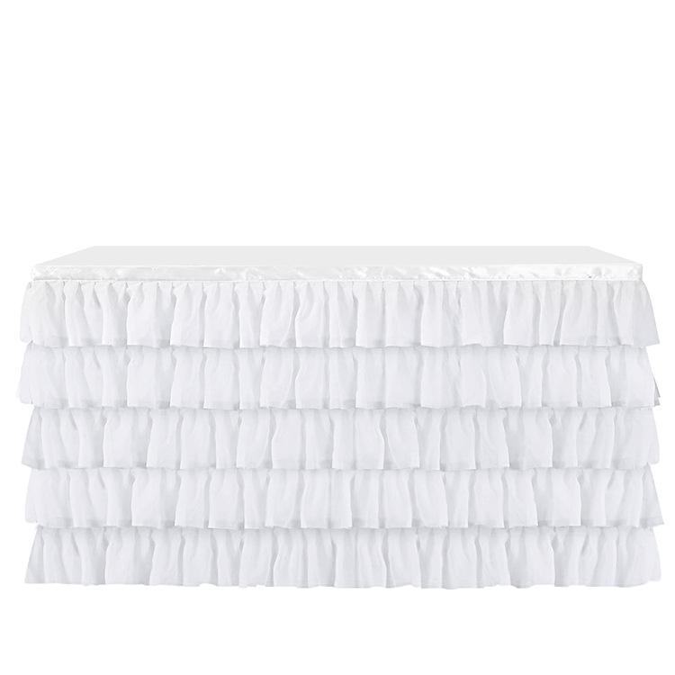Surround Deco  Mariage Chiffon Table Skirt Birthday Party Tutu Gauze Table Skirt Wedding Decoration Pleated Blocked Table